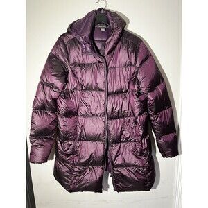 Eddie Bauer EB550  Down Insulated Purple Puffer Parka Jacket Sz XL Flaws
